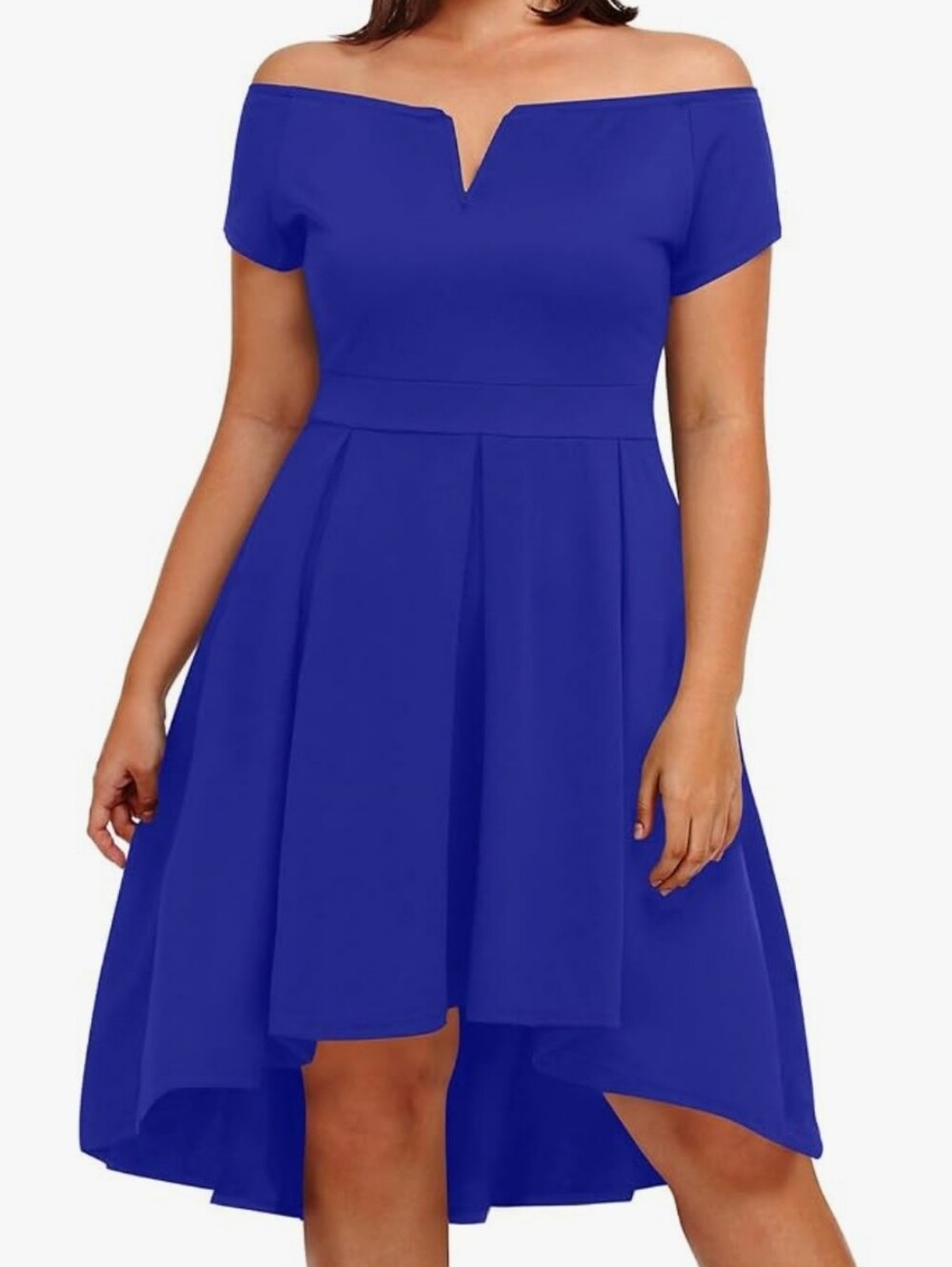 Pinup Fashion Off-Shoulder High-Low A-Line Swing Dress